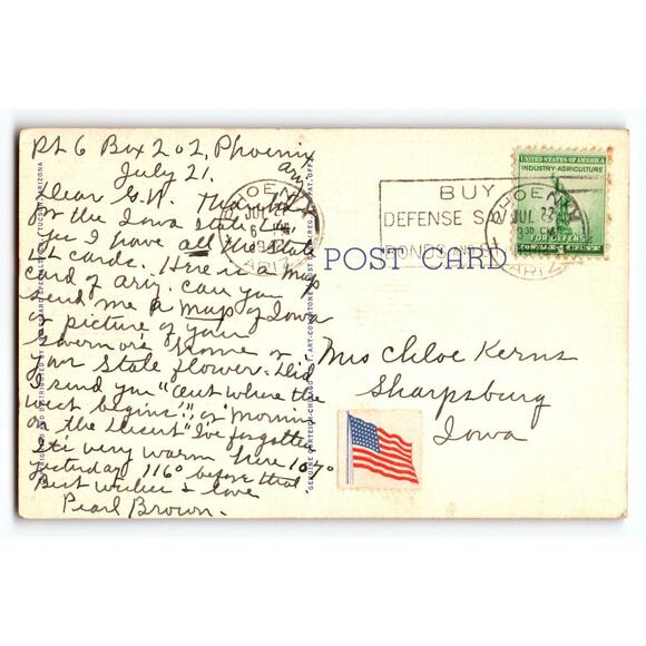 Arizona National Monuments Map Postcard State Postcard 1942 Curt Teich Linen - Picture 2 of 2